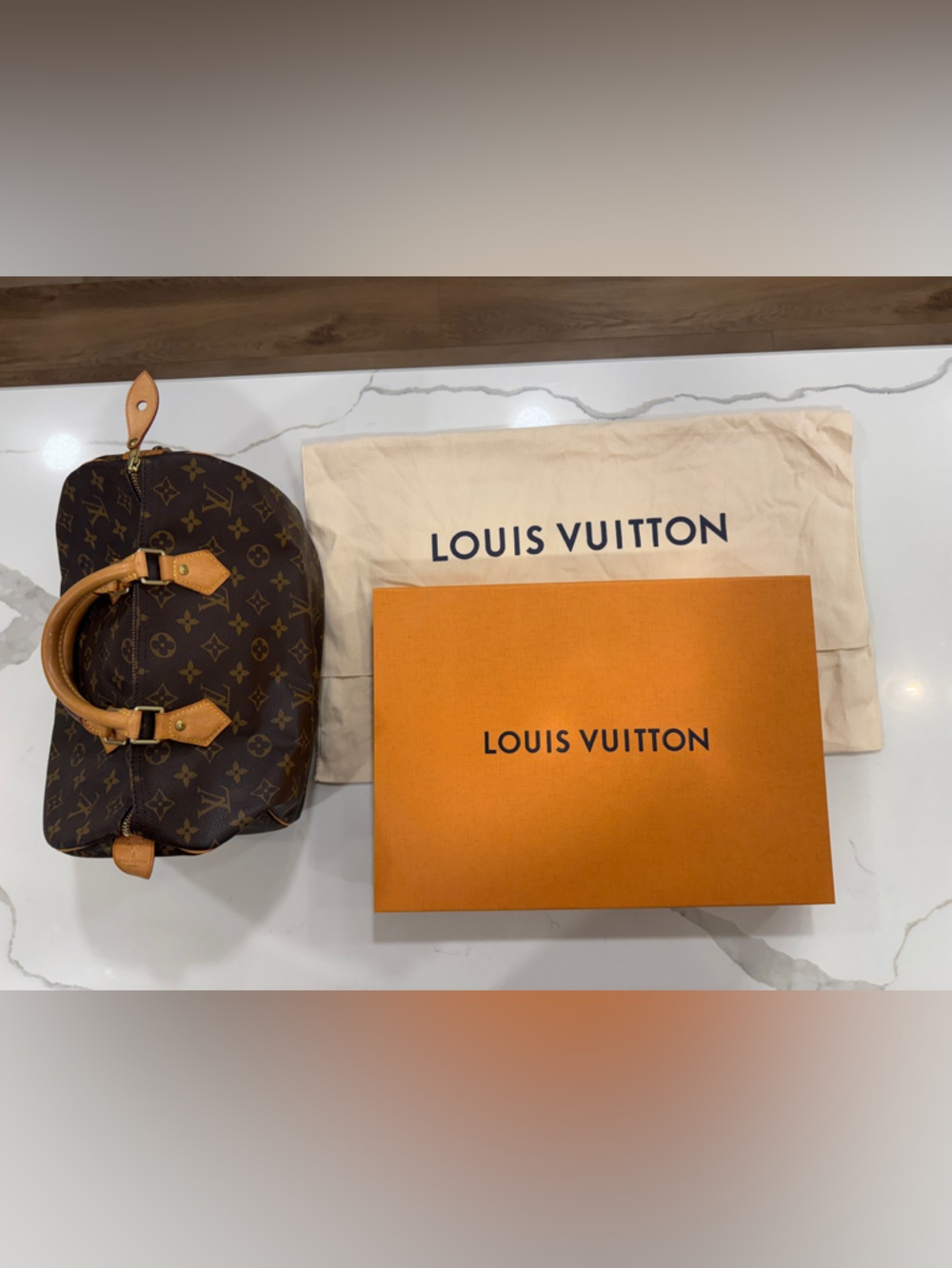 Louis Vuitton Brown Monogram Satchel with Tan Leather Handles - Picture 2 of 16
